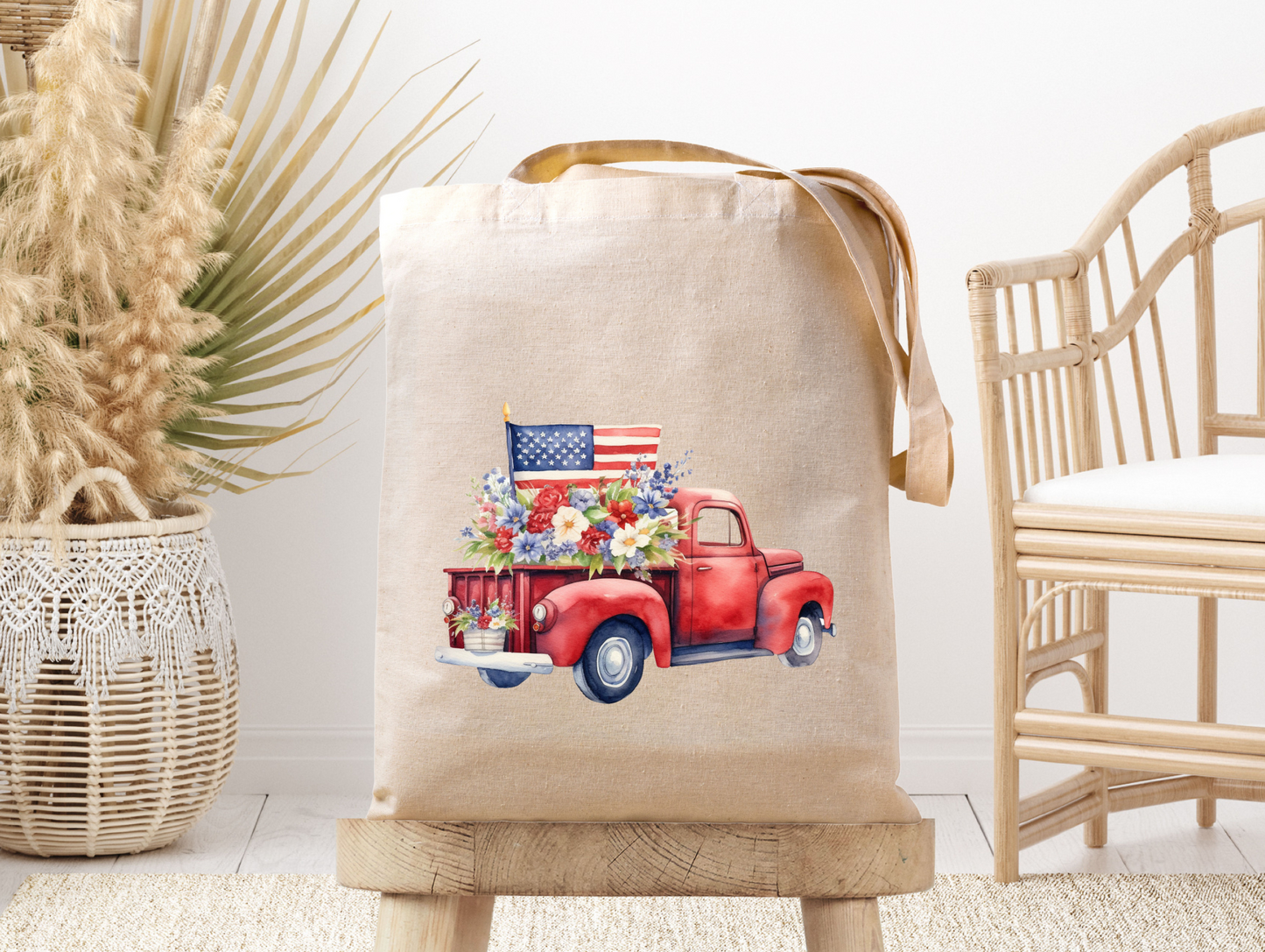 Patriotic Truck - Canvas Tote Bag