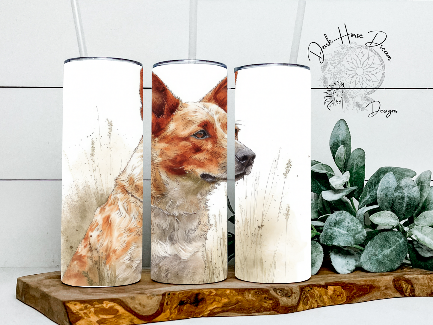 Watercolor Red Heeler/ Cattle Dog- Tumbler