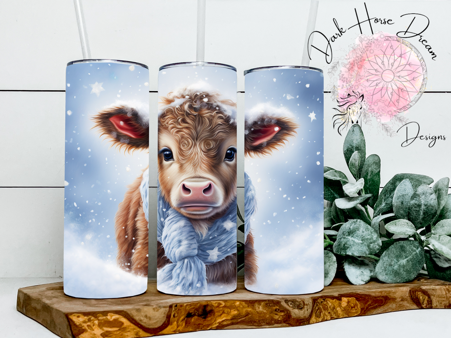 Snowflake Baby Highland Cow- Tumbler