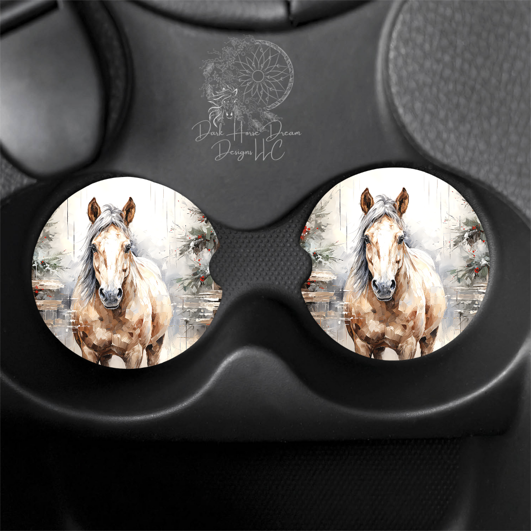 The Snowy Equine- Car Coaster