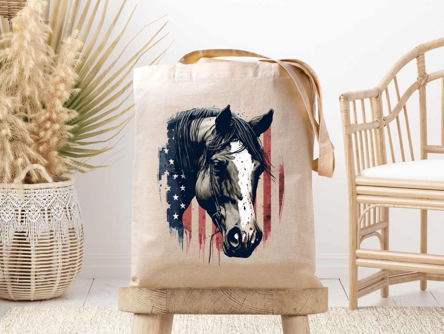 Patriotic Horse Head - Canvas Tote Bag