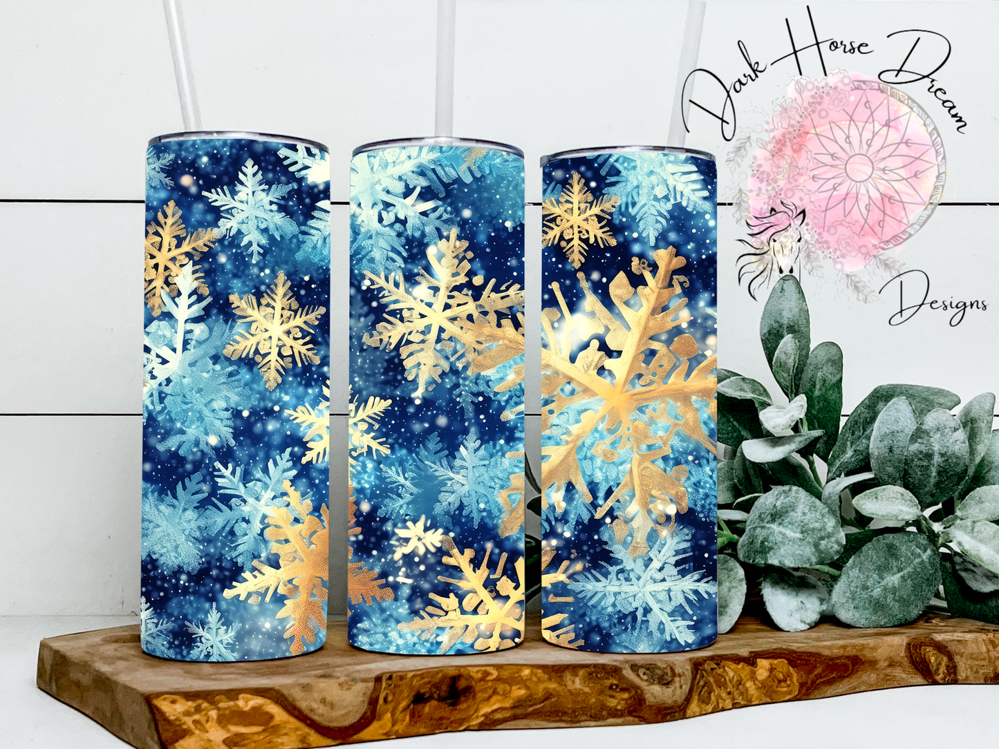 Blue and Gold Snowflake - Tumbler