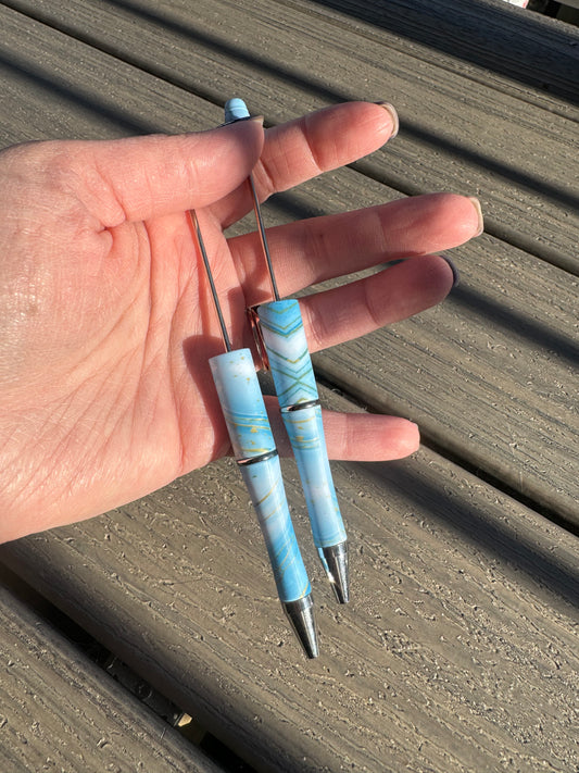 Blue Marble Beadable Pen Blank