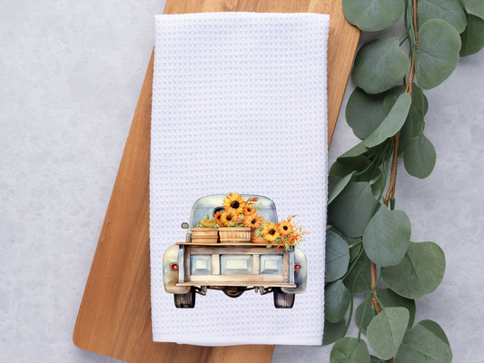 Blue Sunflower Truck - Towel