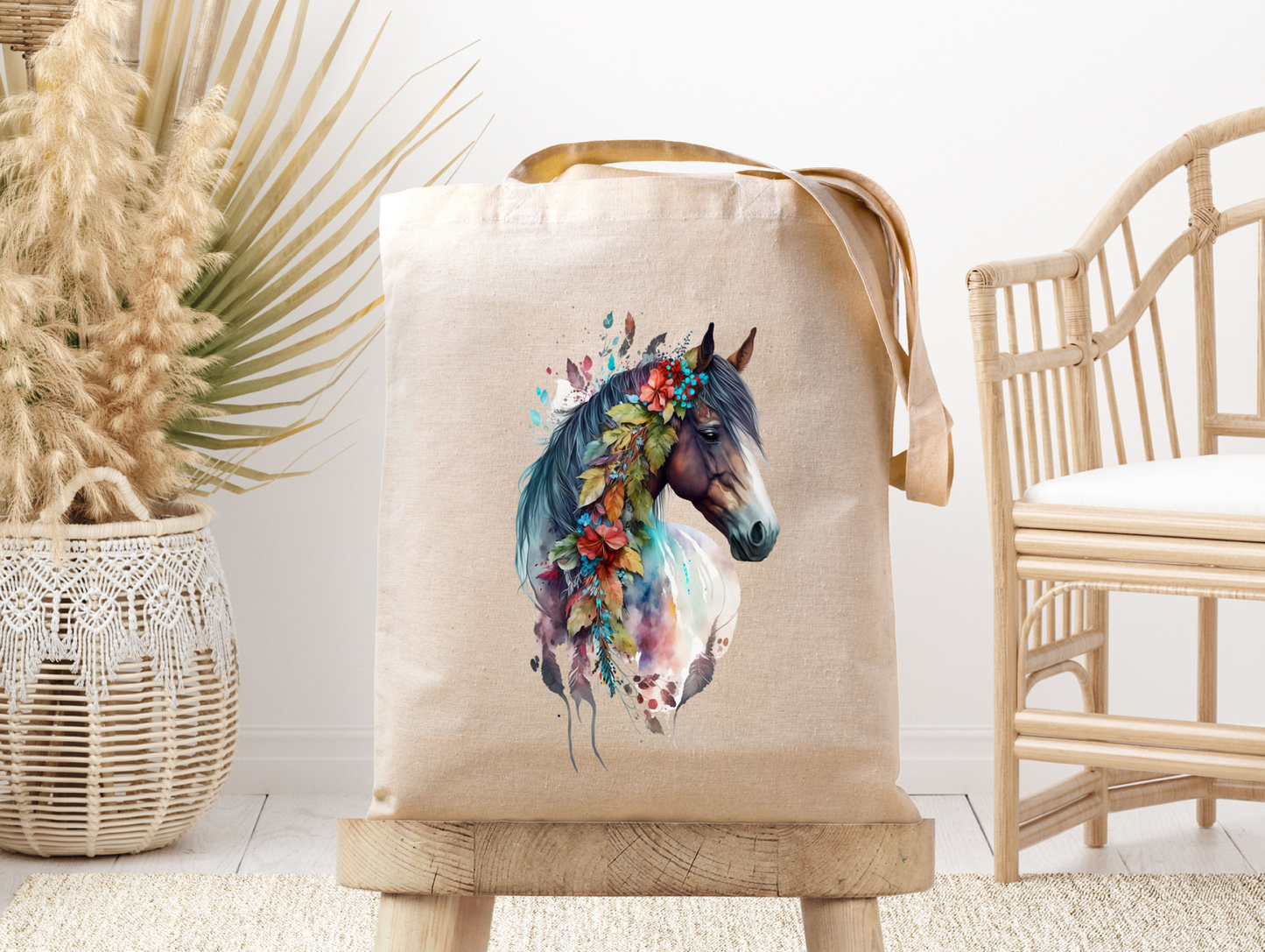 Boho Feather Equine- Canvas Tote Bag