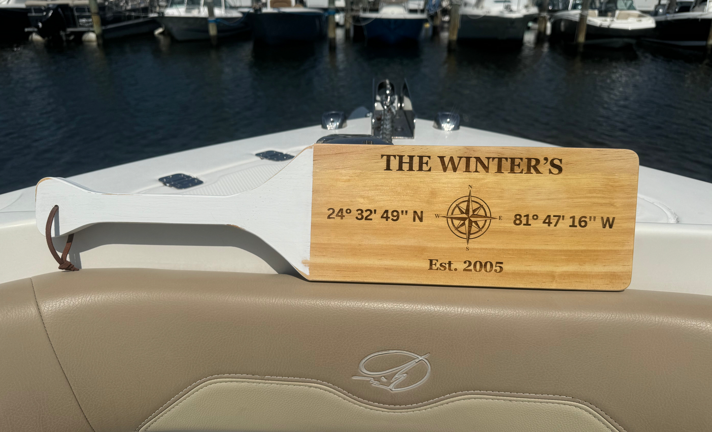 Custom Engraved GPS Coordinates Boat Paddle