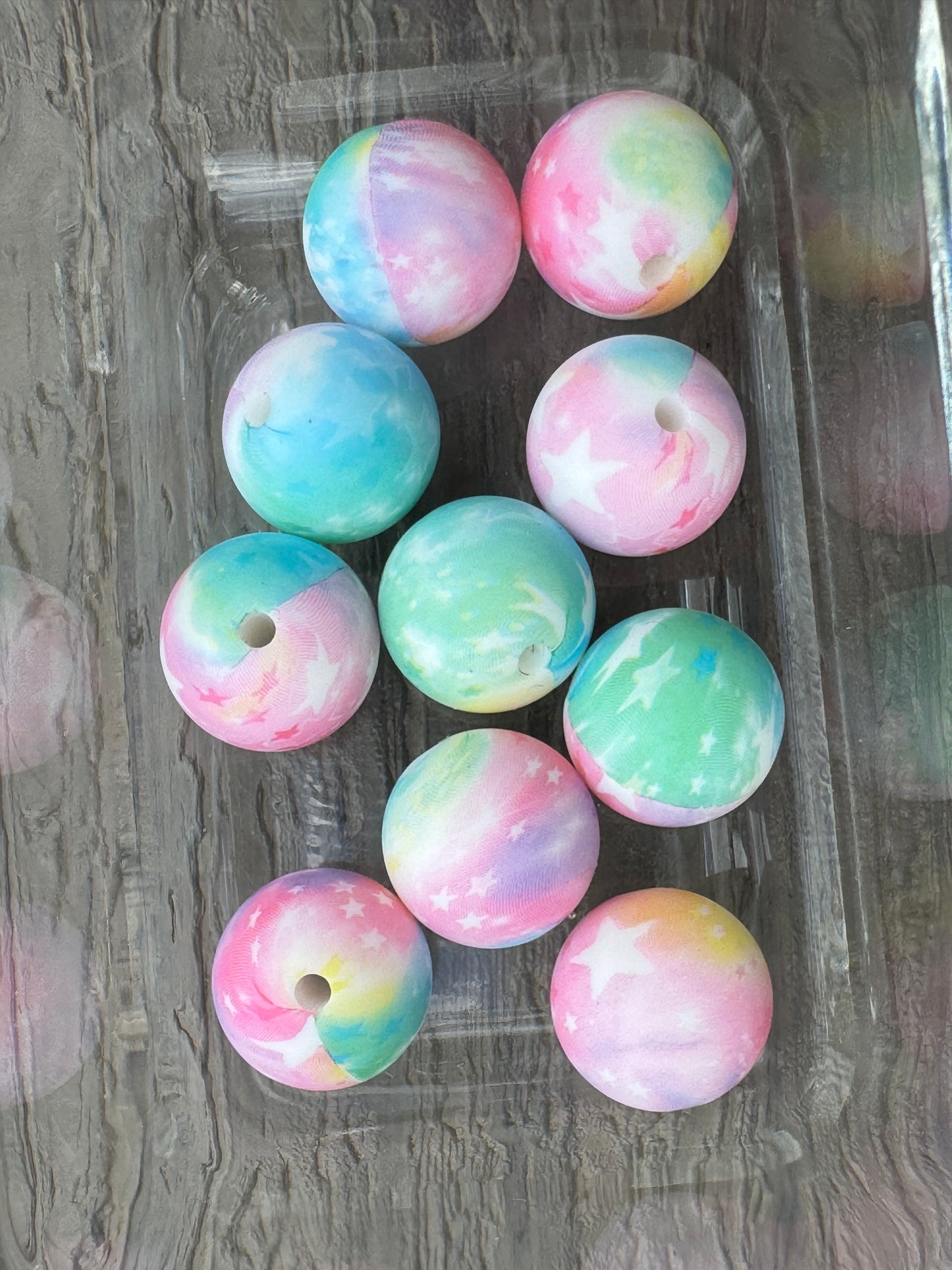 Pastel Galaxy- 15MM Patterned Silicone Bead