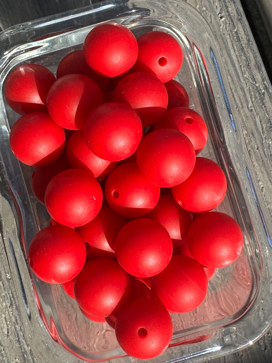 Red- 15MM Silicone Bead