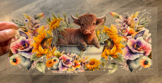 Baby Cow Bathtime Spring Floral - UV DTF Wrap
