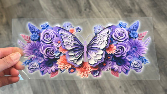 3D Purple Butterfly - UV DTF Wrap
