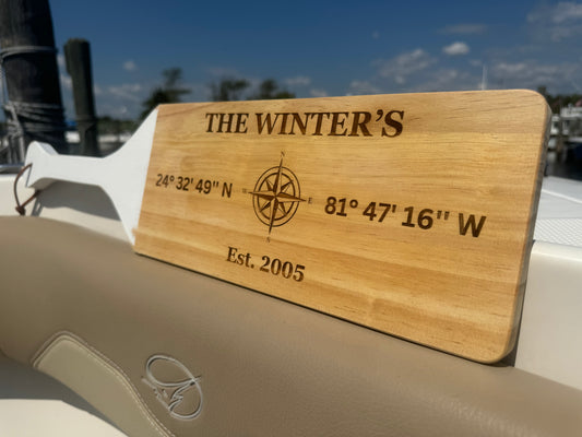 Custom Engraved GPS Coordinates Boat Paddle