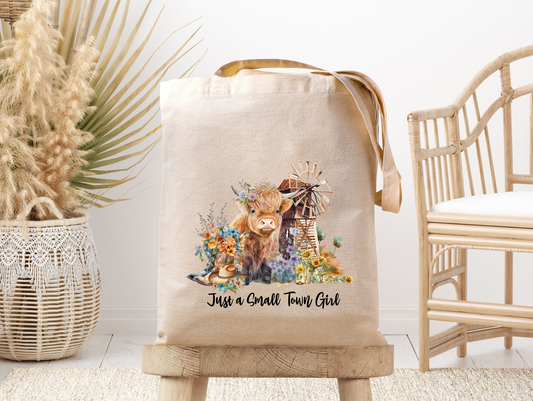 Just A Small Town Girl- Canvas Tote Bag