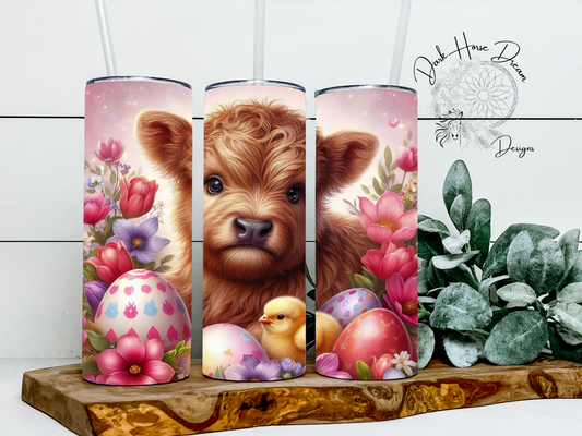 Easter Time Baby Highland Cow Tumbler