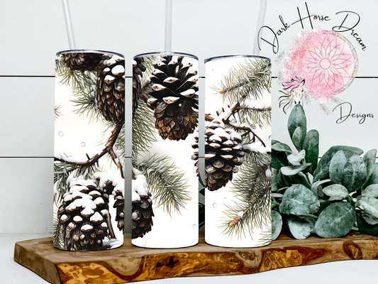 Pinecones and Snow- Tumbler