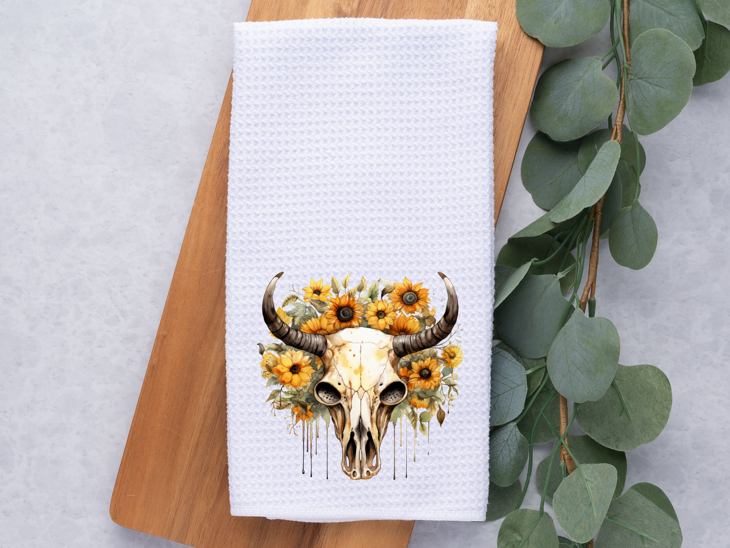 Sunflower Cow Skull- Towel