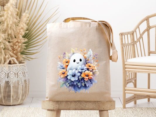Watercolor Ghost- Canvas Tote Bag