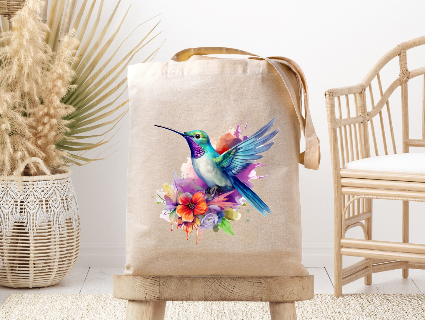 Watercolor Hummingbird - Canvas Tote Bag