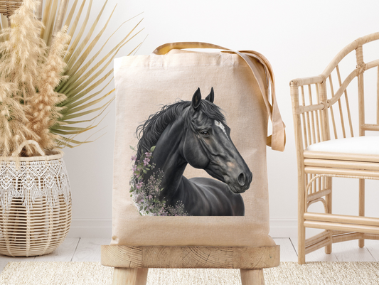 Elegant Bay Horse Head- Canvas Tote Bag