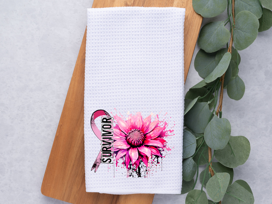 Breast Cancer Awareness Inked Flower - Towel