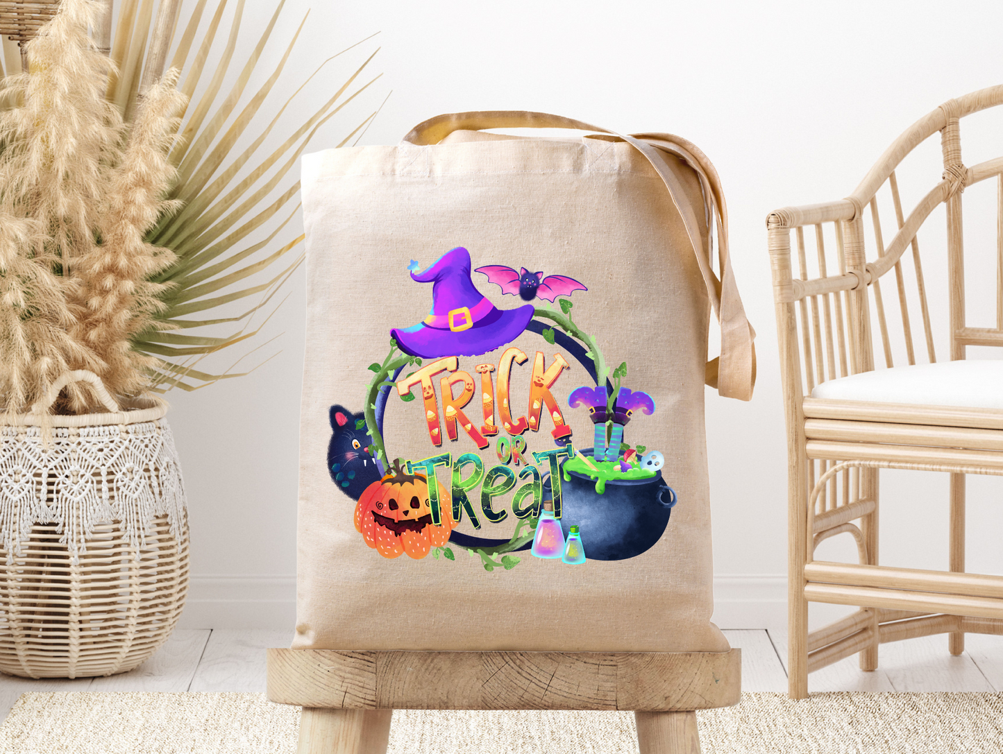 Customizable Trick or Treat Bag- Canvas Tote Bag